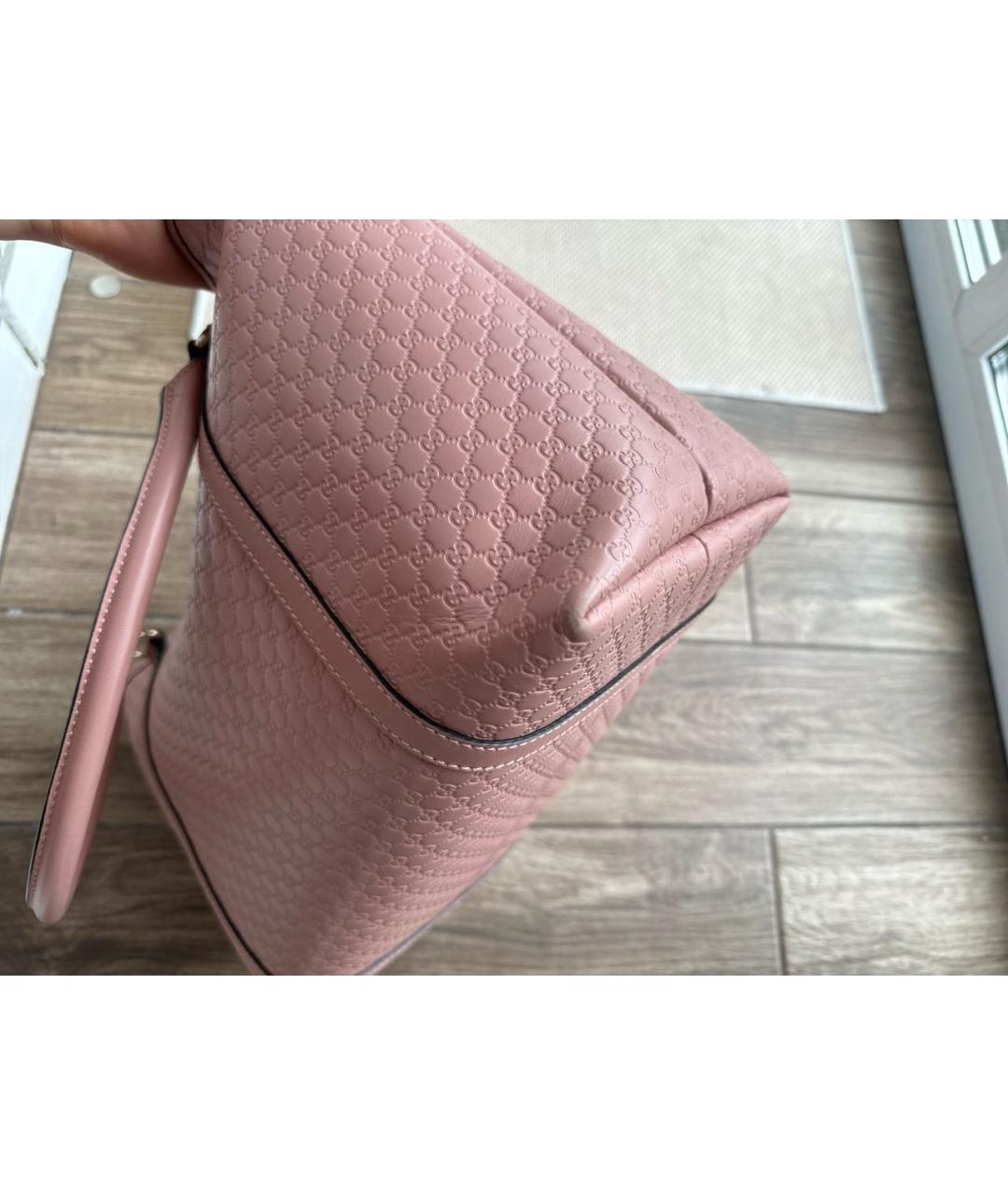 GUCCI Розовая кожаная сумка тоут, фото 6