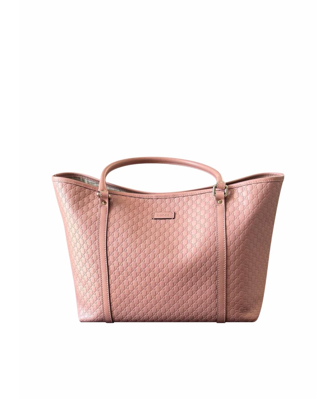 GUCCI Розовая кожаная сумка тоут, фото 1