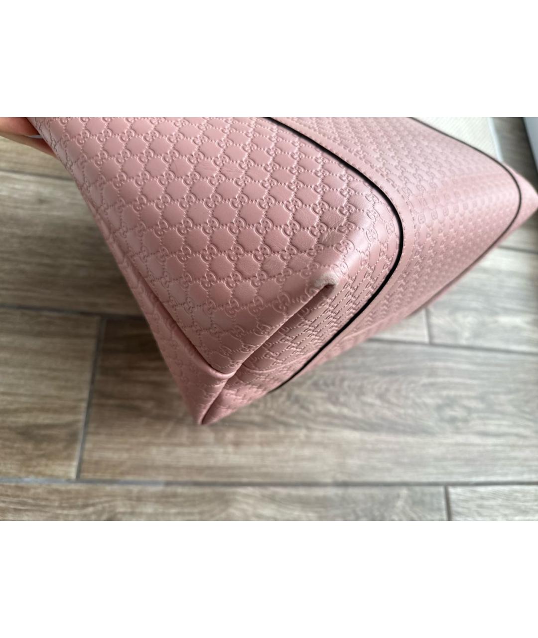 GUCCI Розовая кожаная сумка тоут, фото 5