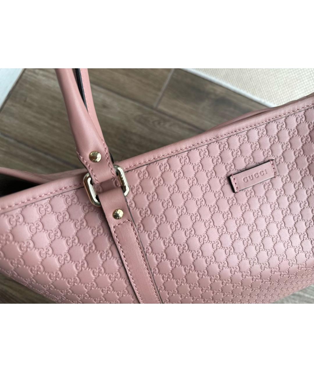 GUCCI Розовая кожаная сумка тоут, фото 4