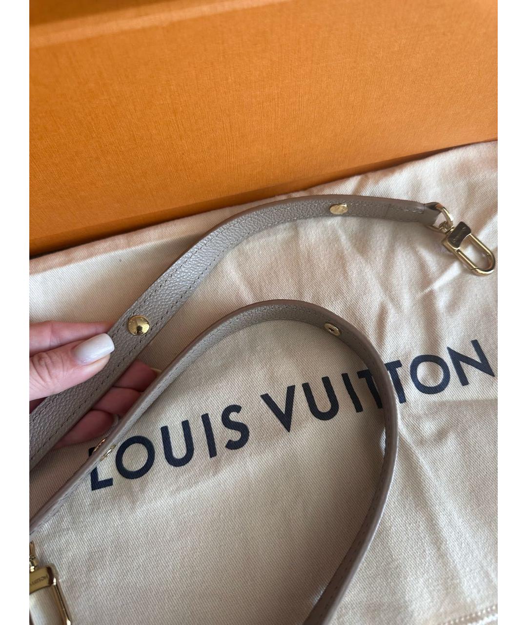 LOUIS VUITTON Бежевая кожаная сумка через плечо, фото 6