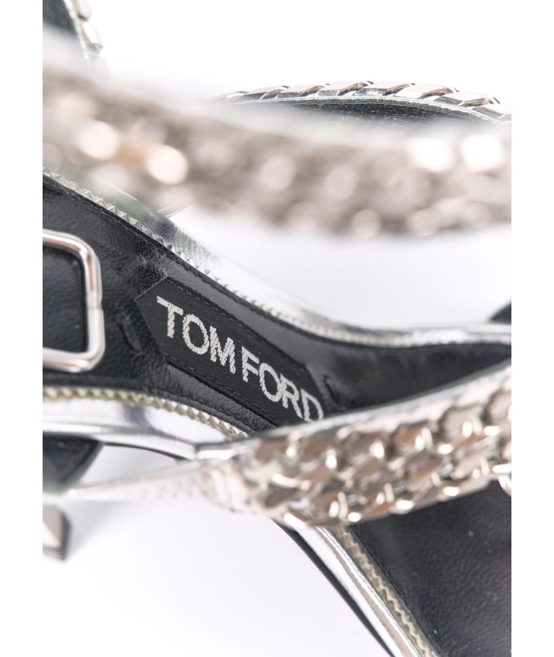 TOM FORD Серебряные босоножки из лакированной кожи, фото 3