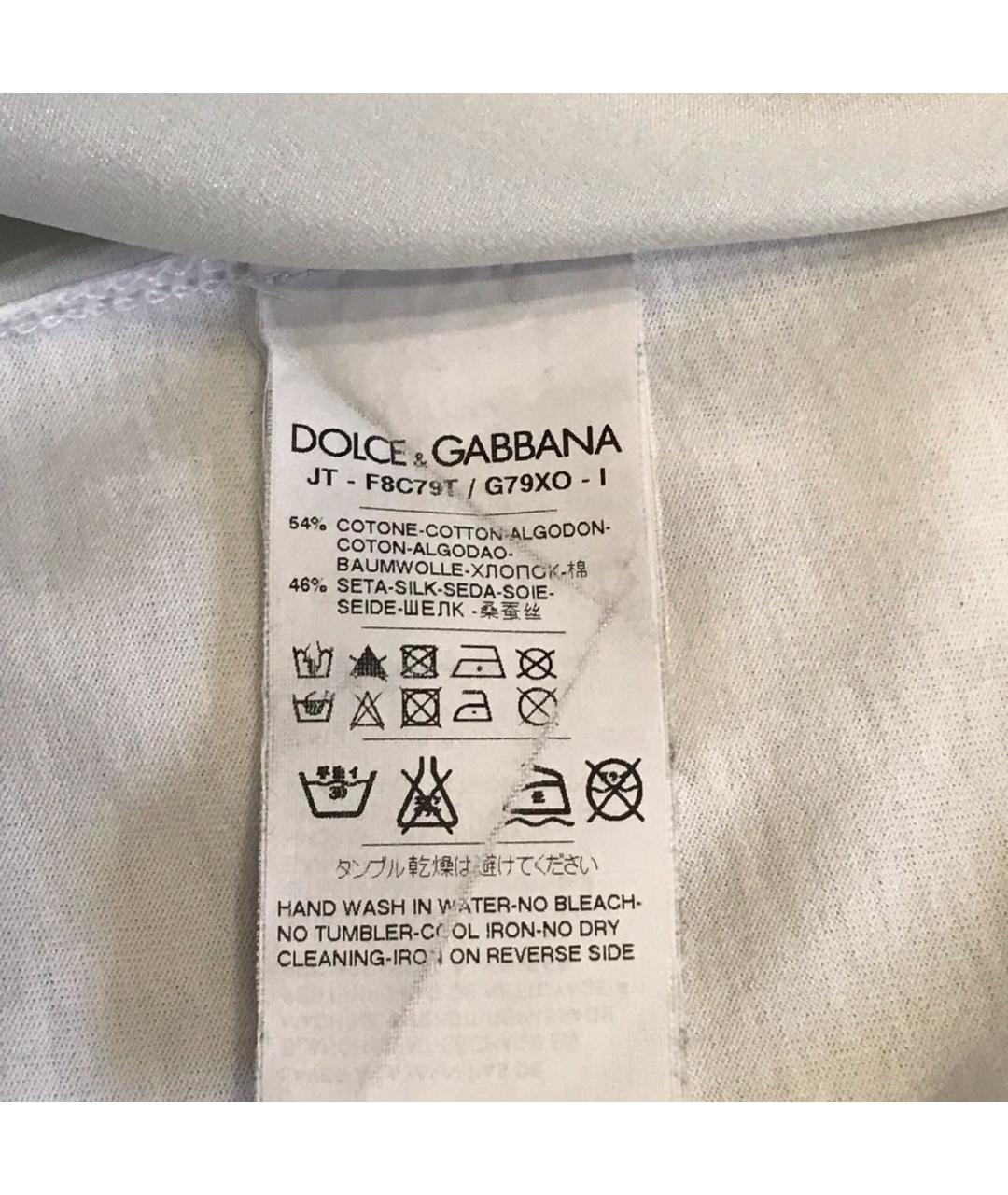 DOLCE&GABBANA Белая хлопковая футболка, фото 5