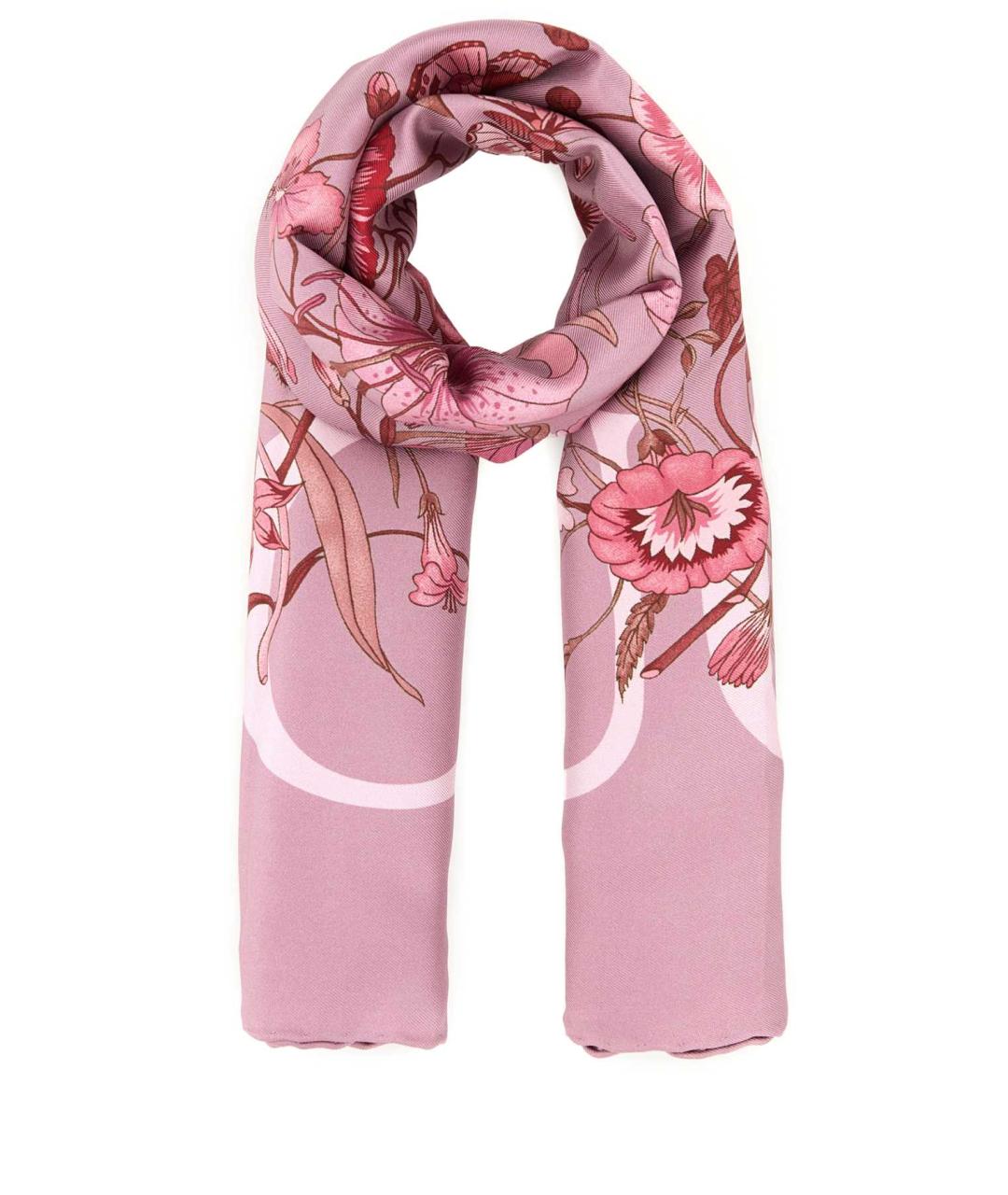 GUCCI Розовый шелковый шарф, фото 1