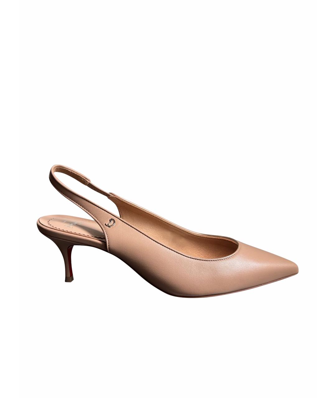 CHRISTIAN LOUBOUTIN Бежевые кожаные туфли, фото 10