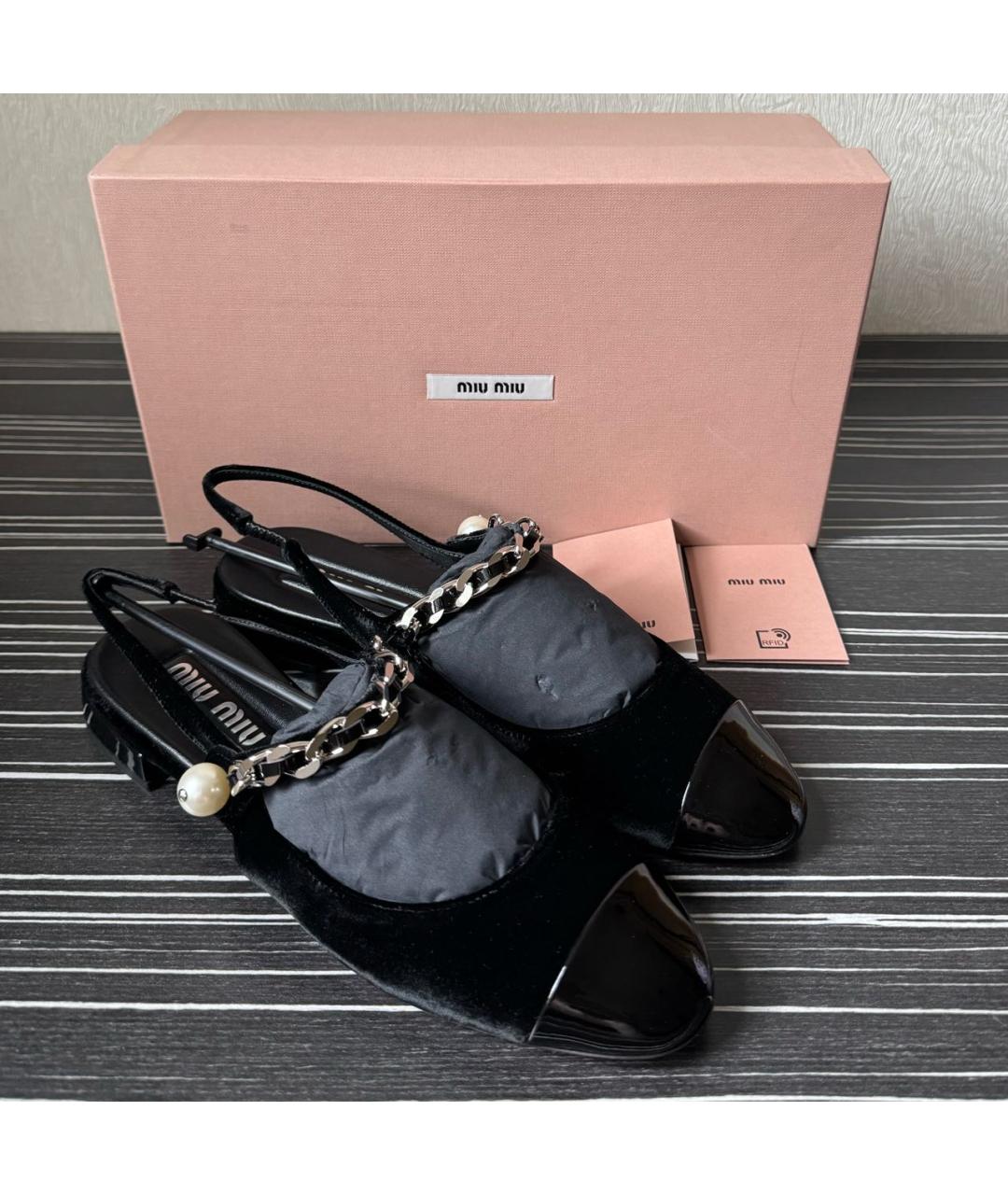 MIU MIU Черные бархатные туфли, фото 6