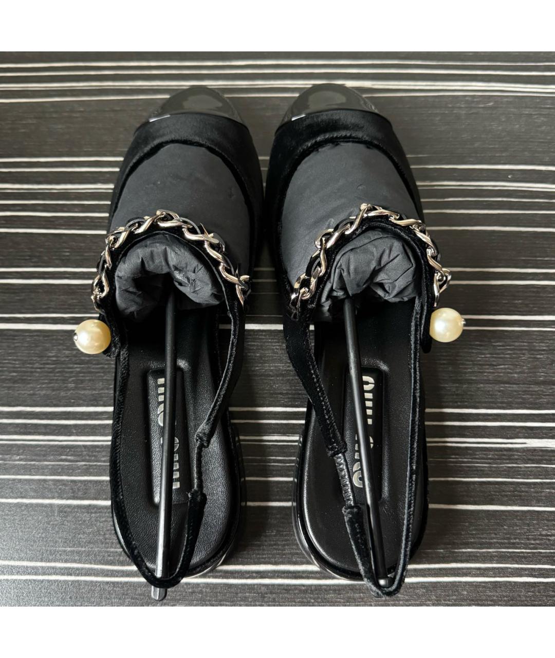 MIU MIU Черные бархатные туфли, фото 4
