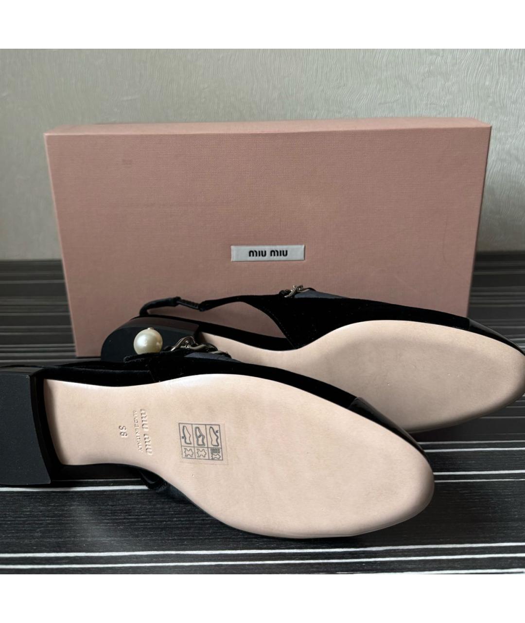 MIU MIU Черные бархатные туфли, фото 7