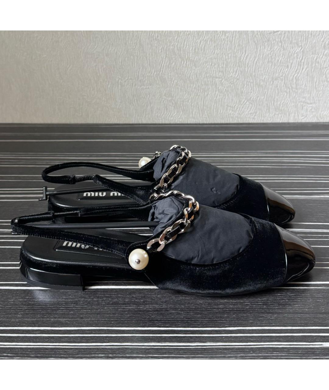MIU MIU Черные бархатные туфли, фото 2