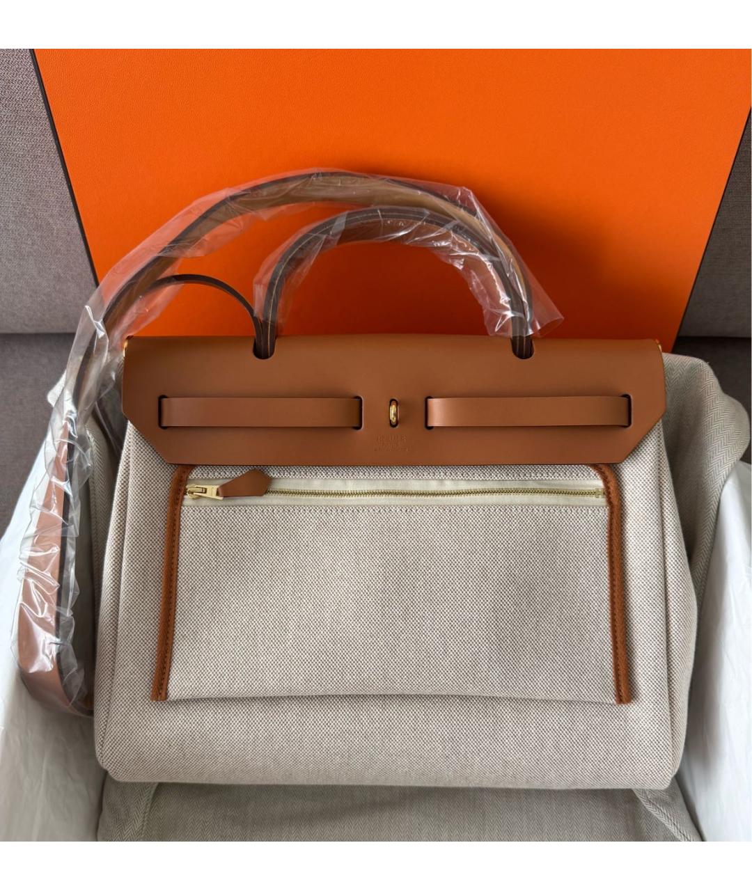 HERMES Бежевая кожаная сумка через плечо, фото 3