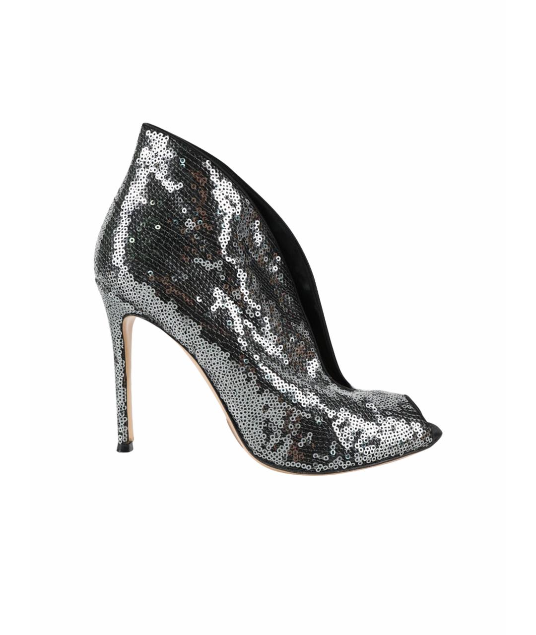 GIANVITO ROSSI Серебряные кожаные ботильоны, фото 1