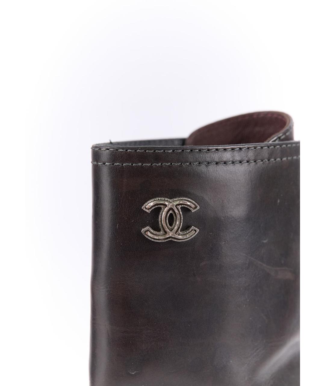 CHANEL Коричневые кожаные ботинки, фото 3
