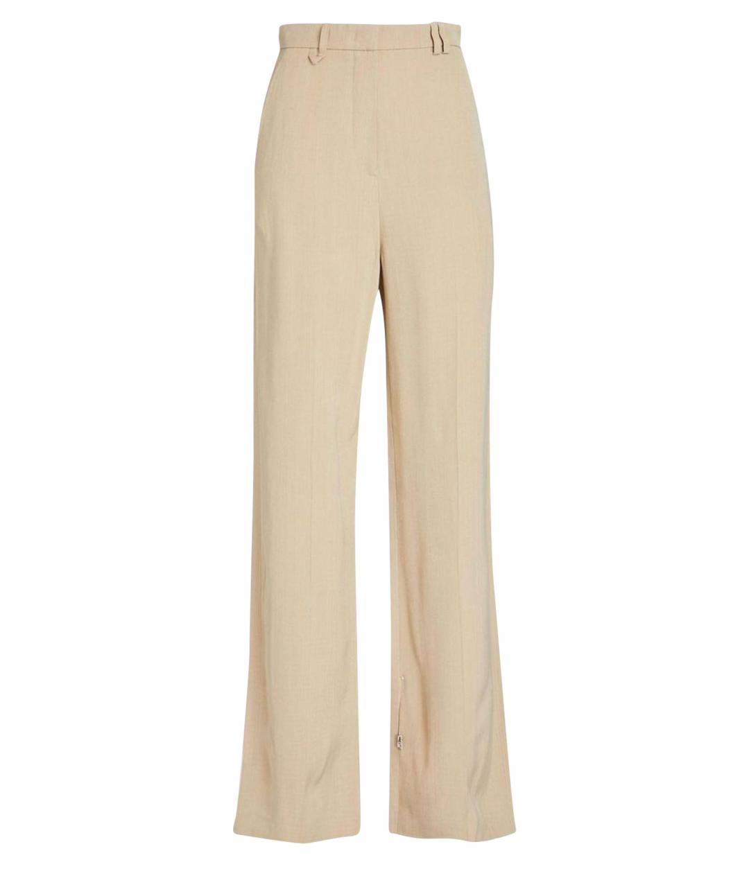 JACQUEMUS Бежевые льняные прямые брюки, фото 1