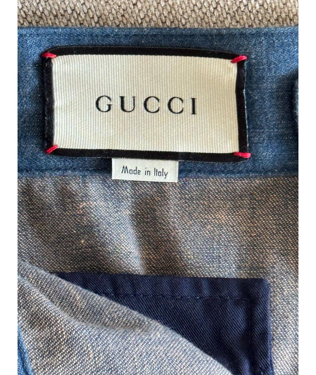 GUCCI Темно-синяя деним юбка миди, фото 4