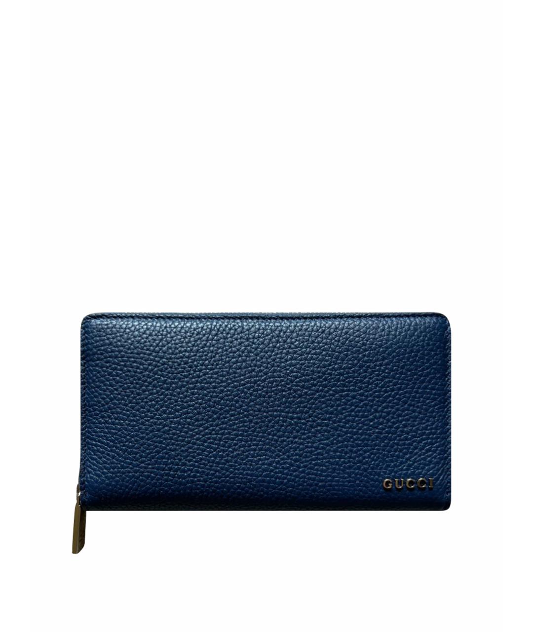 GUCCI Темно-синий кожаный кошелек, фото 1