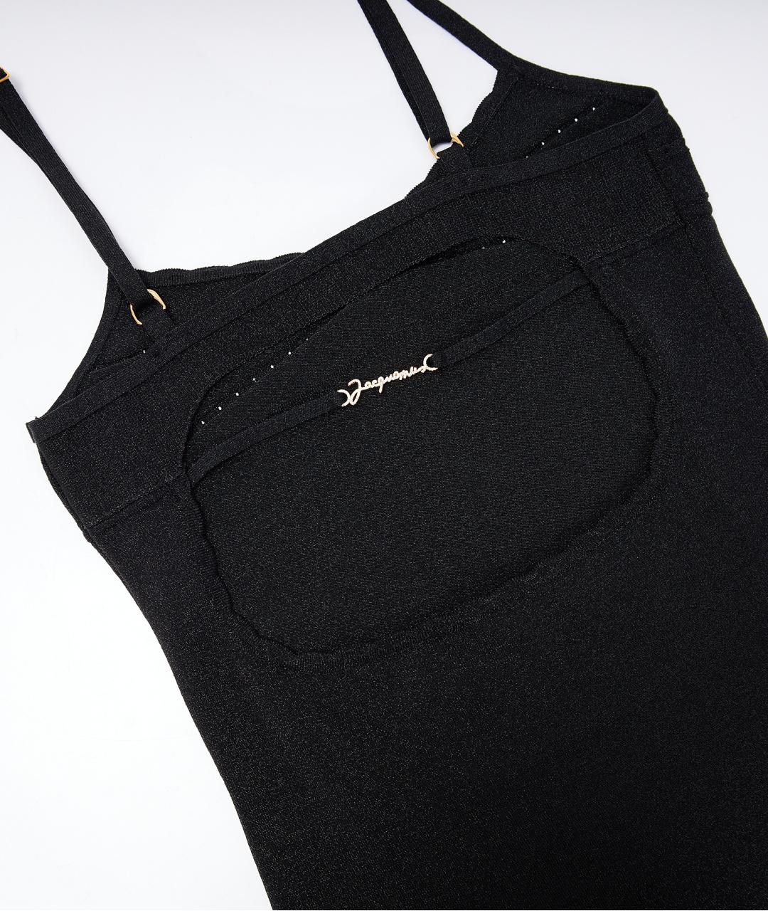 JACQUEMUS Черное вискозное вечернее платье, фото 4