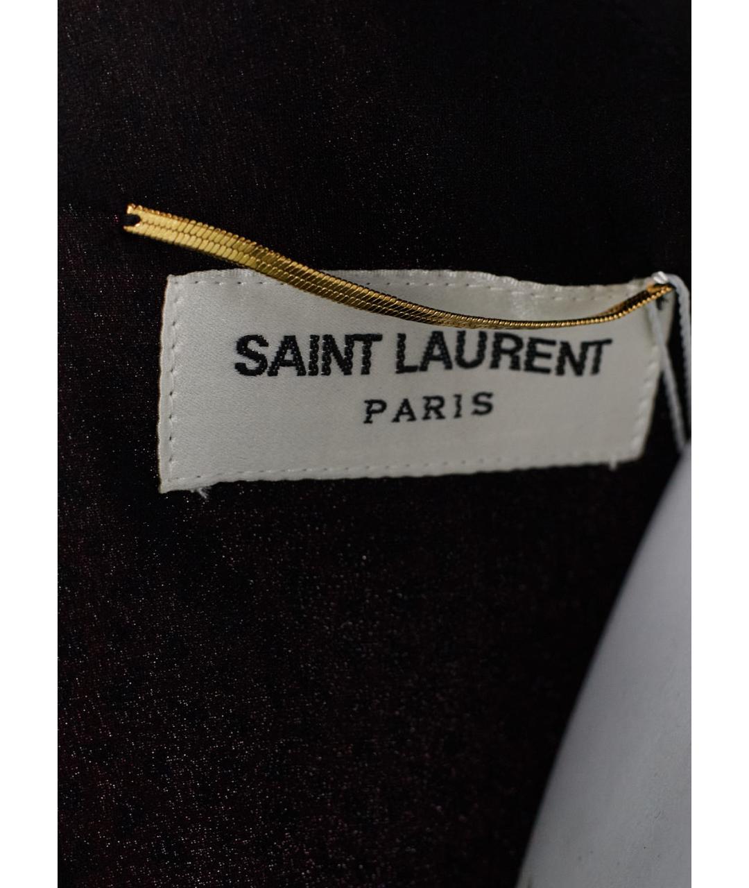 SAINT LAURENT Бордовое шелковое вечернее платье, фото 3