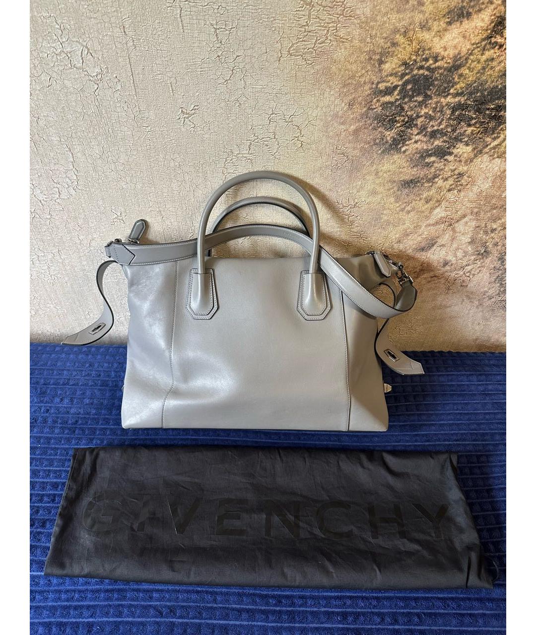 GIVENCHY Серая кожаная сумка с короткими ручками, фото 3