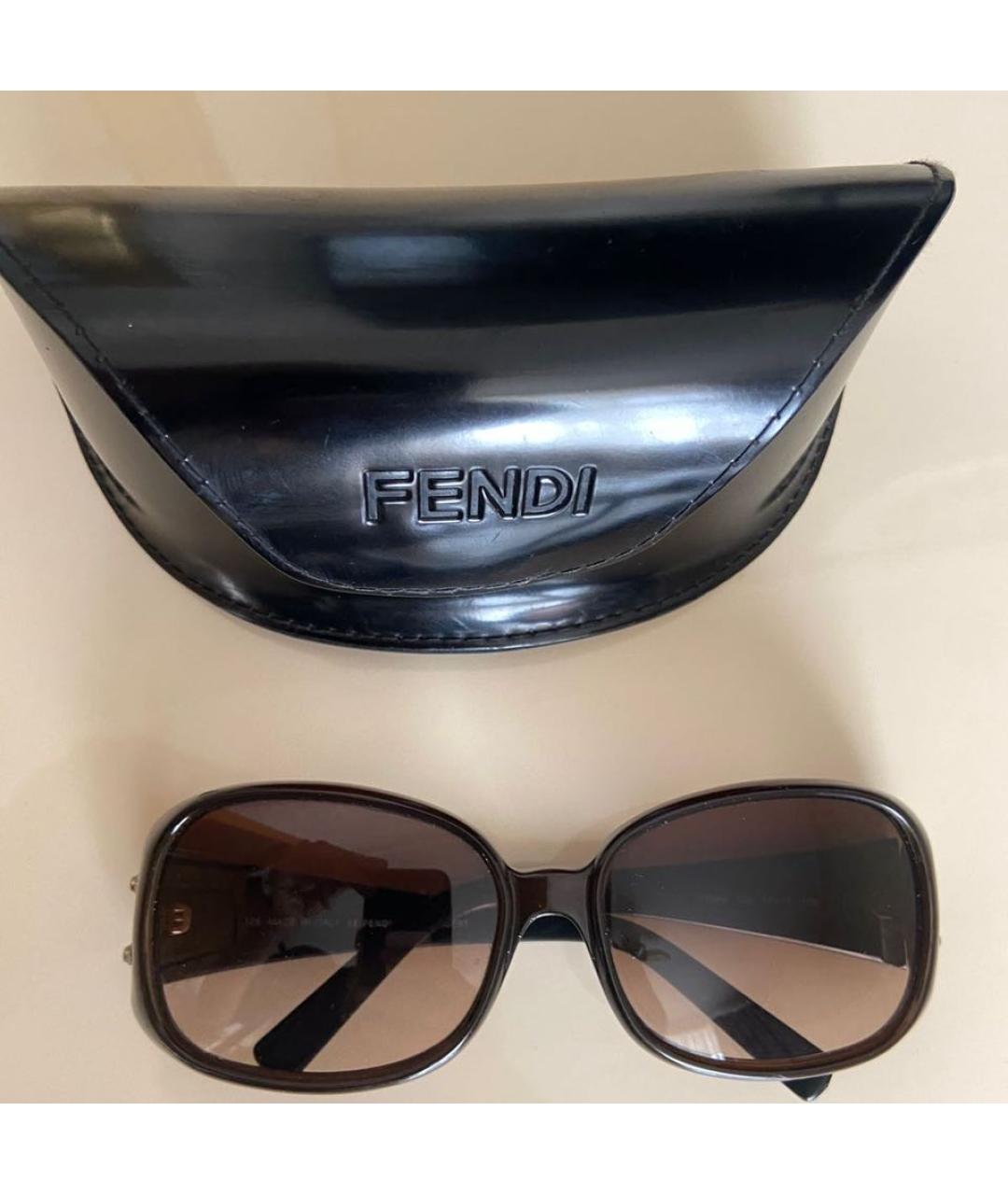 FENDI Коричневые пластиковые солнцезащитные очки, фото 6