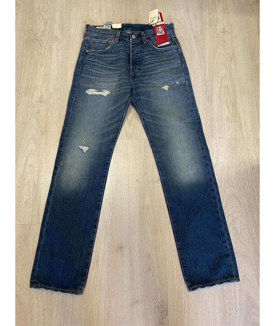 LEVI'S Темно-синие хлопковые прямые джинсы, фото 6