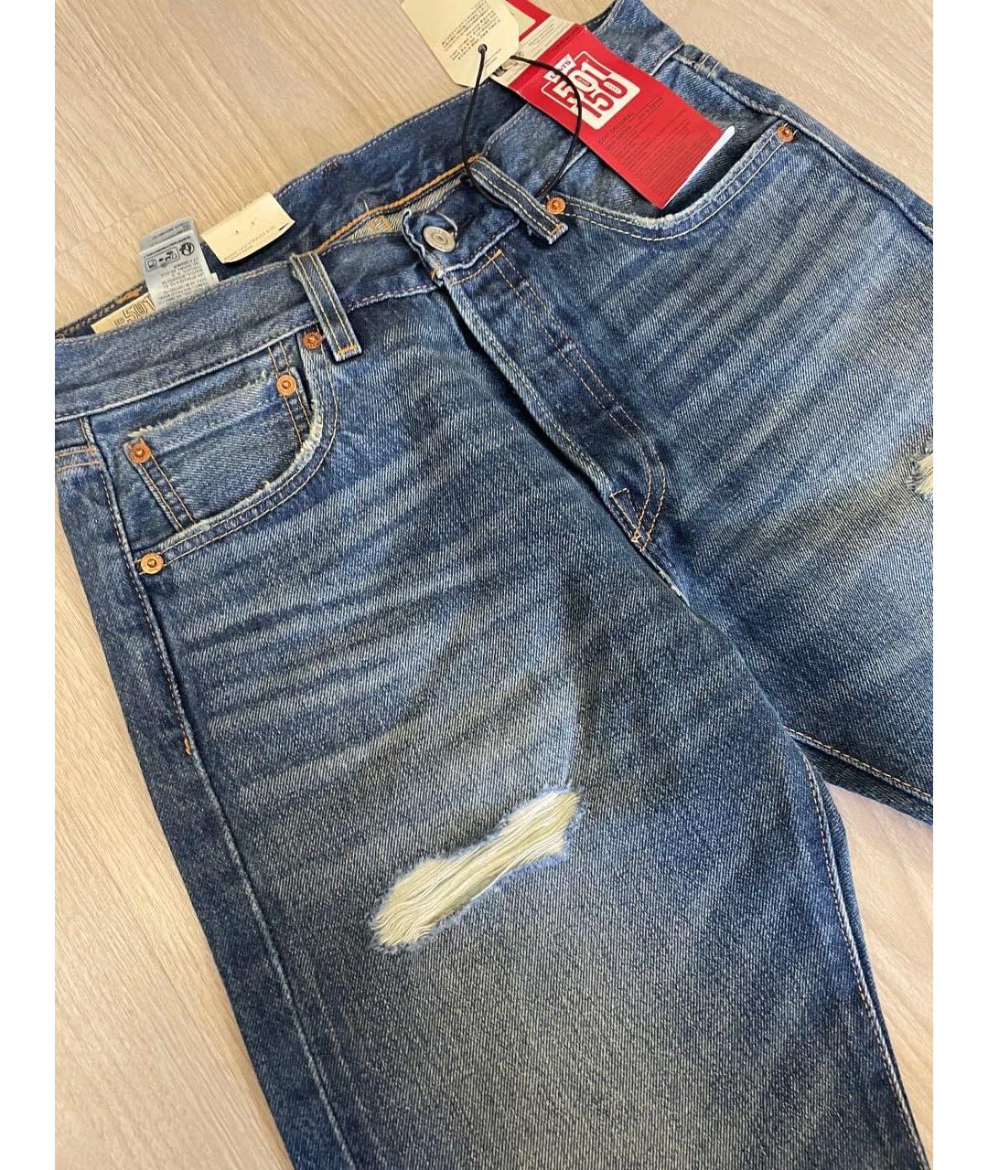 LEVI'S Темно-синие хлопковые прямые джинсы, фото 5