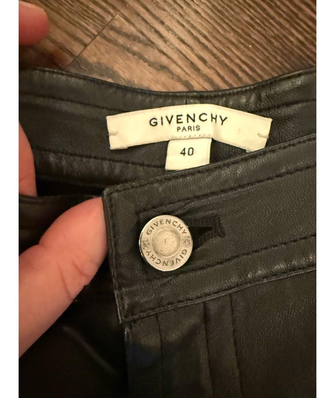 GIVENCHY Черные кожаные брюки узкие, фото 2
