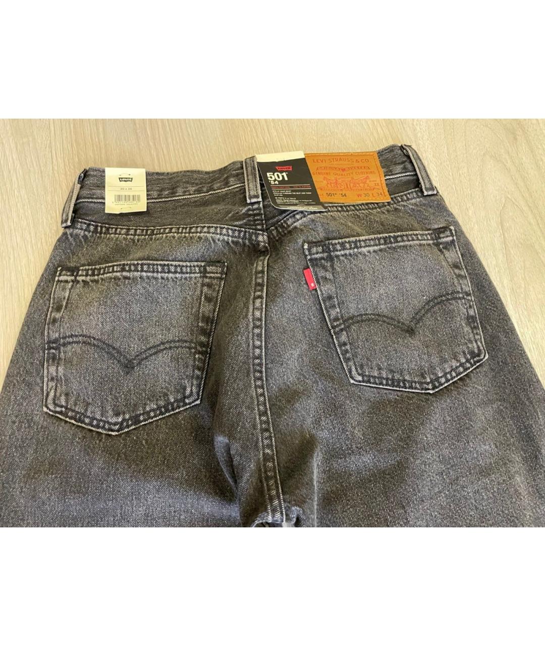LEVI'S Антрацитовые хлопковые прямые джинсы, фото 3