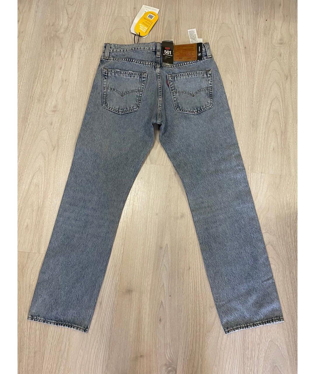 LEVI'S Голубые хлопковые прямые джинсы, фото 2