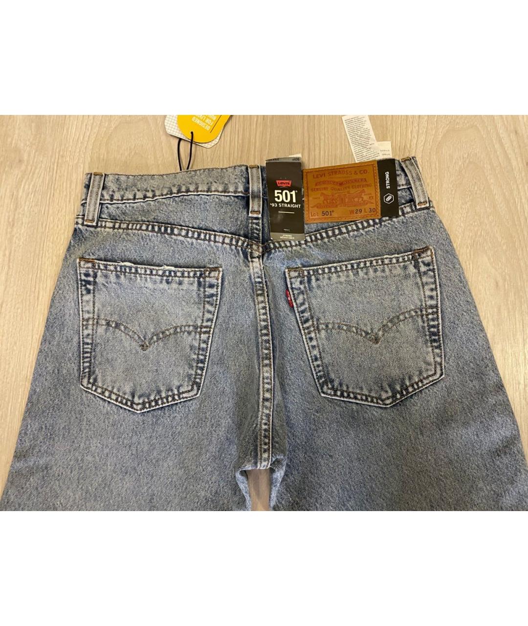 LEVI'S Голубые хлопковые прямые джинсы, фото 3