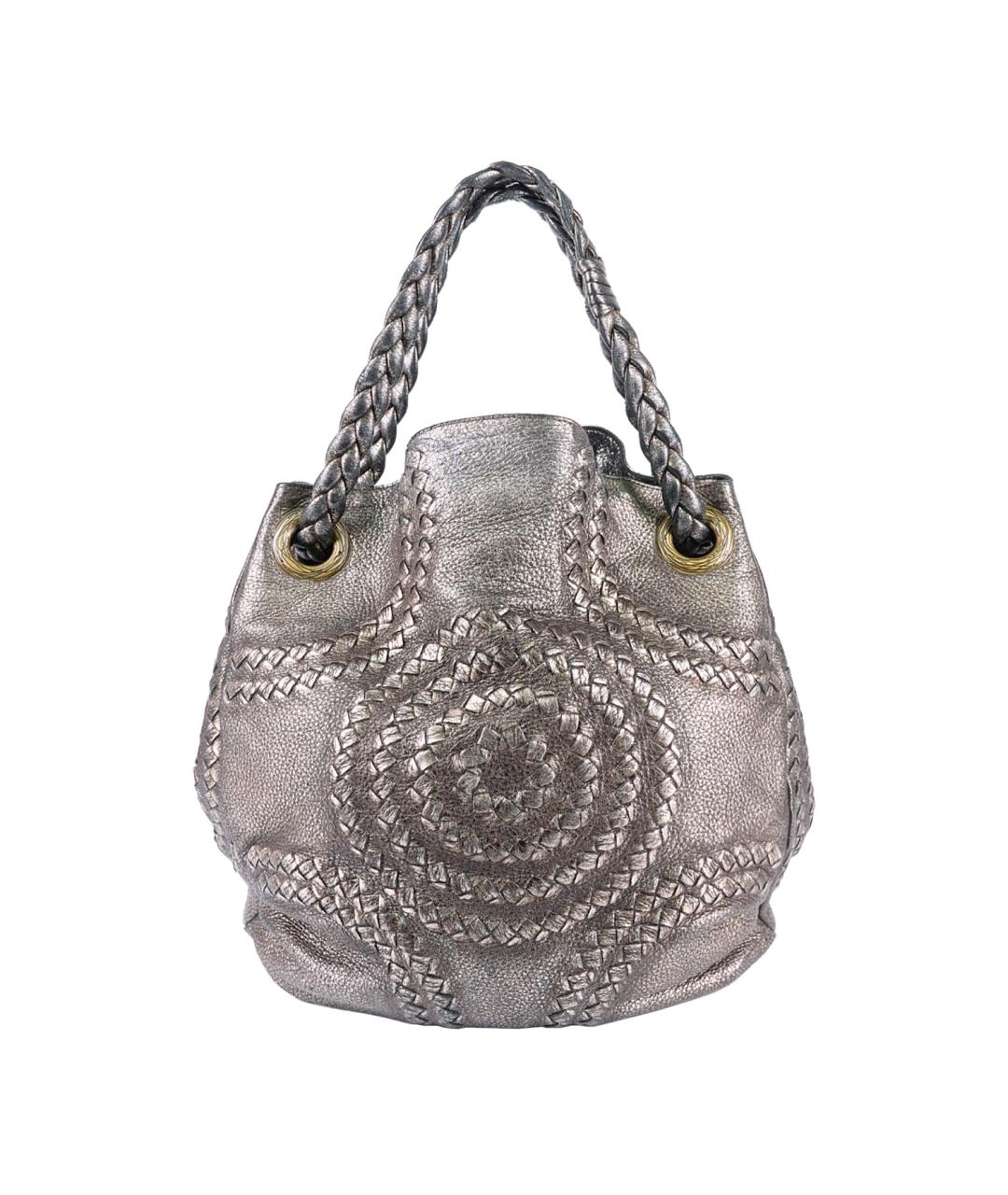BOTTEGA VENETA Серебряная кожаная сумка тоут, фото 1
