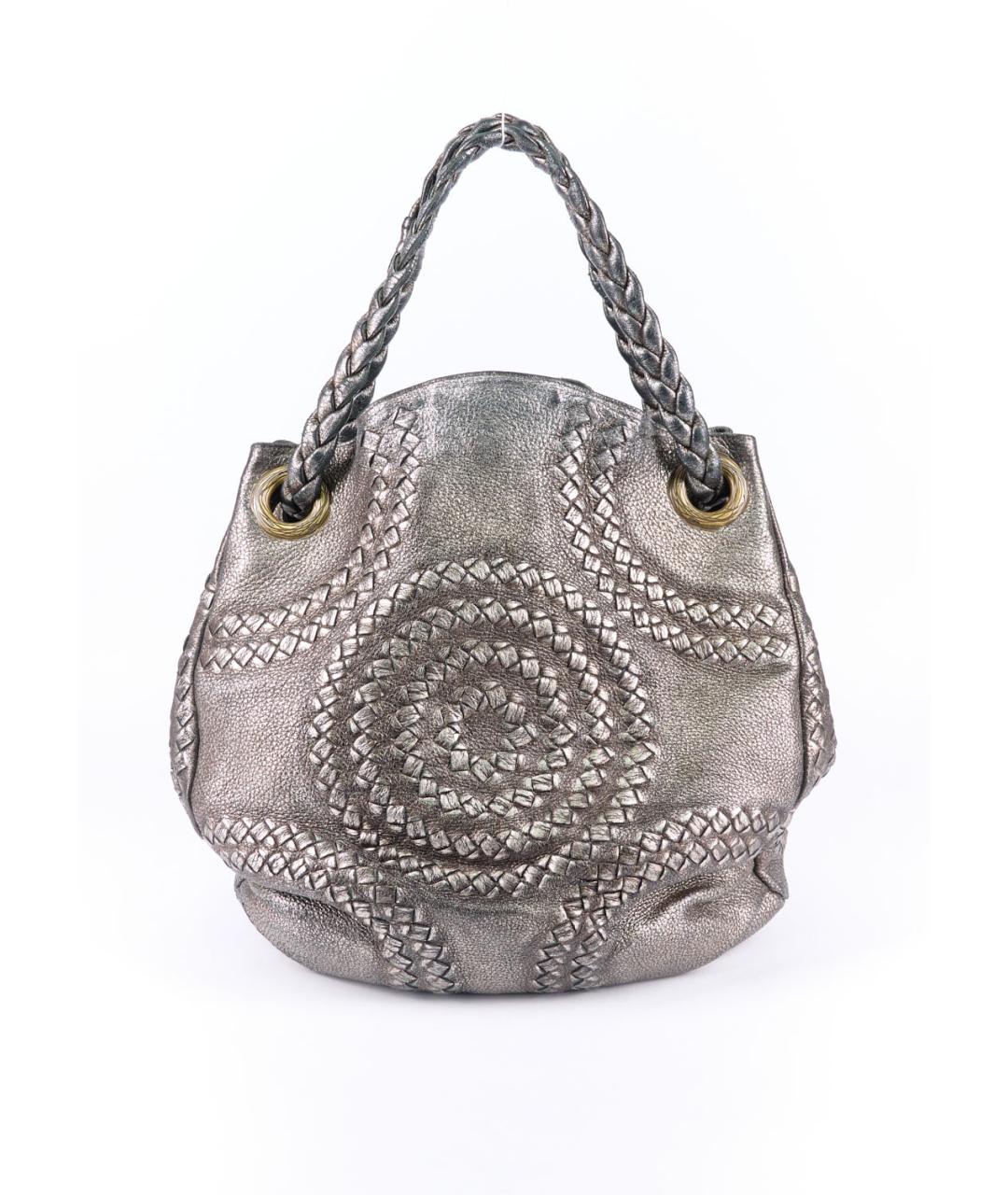 BOTTEGA VENETA Серебряная кожаная сумка тоут, фото 3