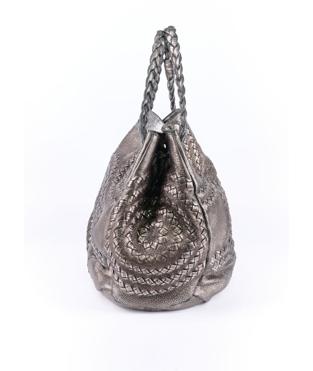 BOTTEGA VENETA Серебряная кожаная сумка тоут, фото 2