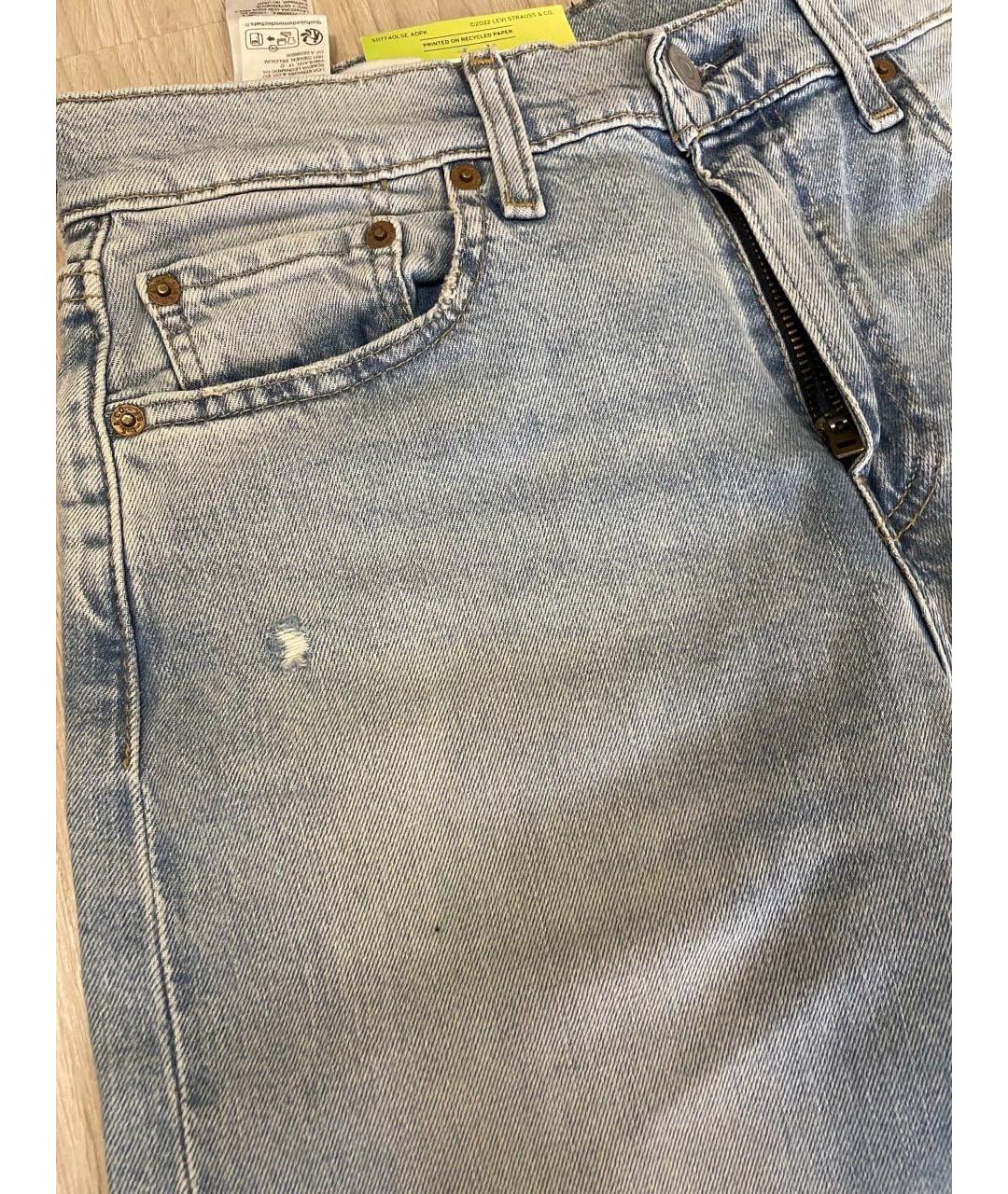 LEVI'S Голубые хлопковые прямые джинсы, фото 4