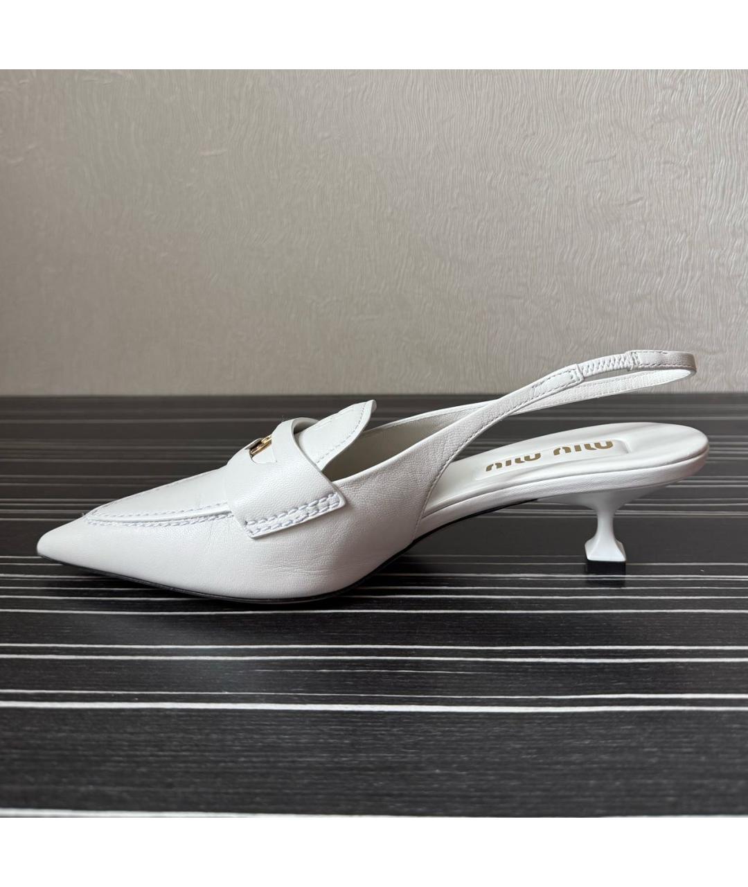 MIU MIU Белые кожаные туфли, фото 9