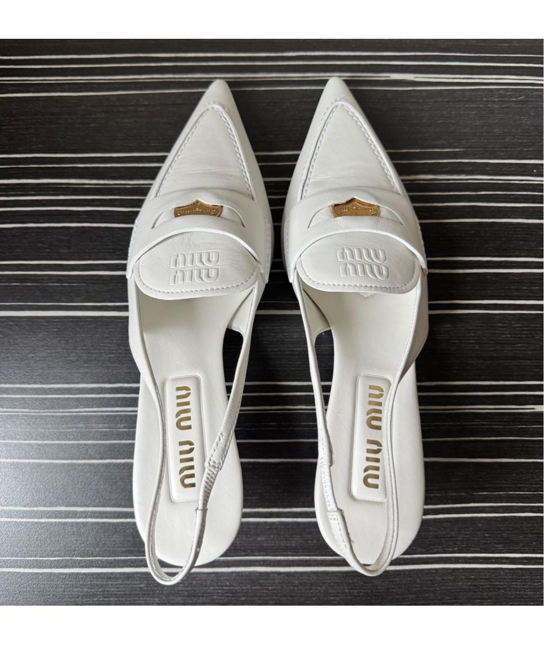 MIU MIU Белые кожаные туфли, фото 4