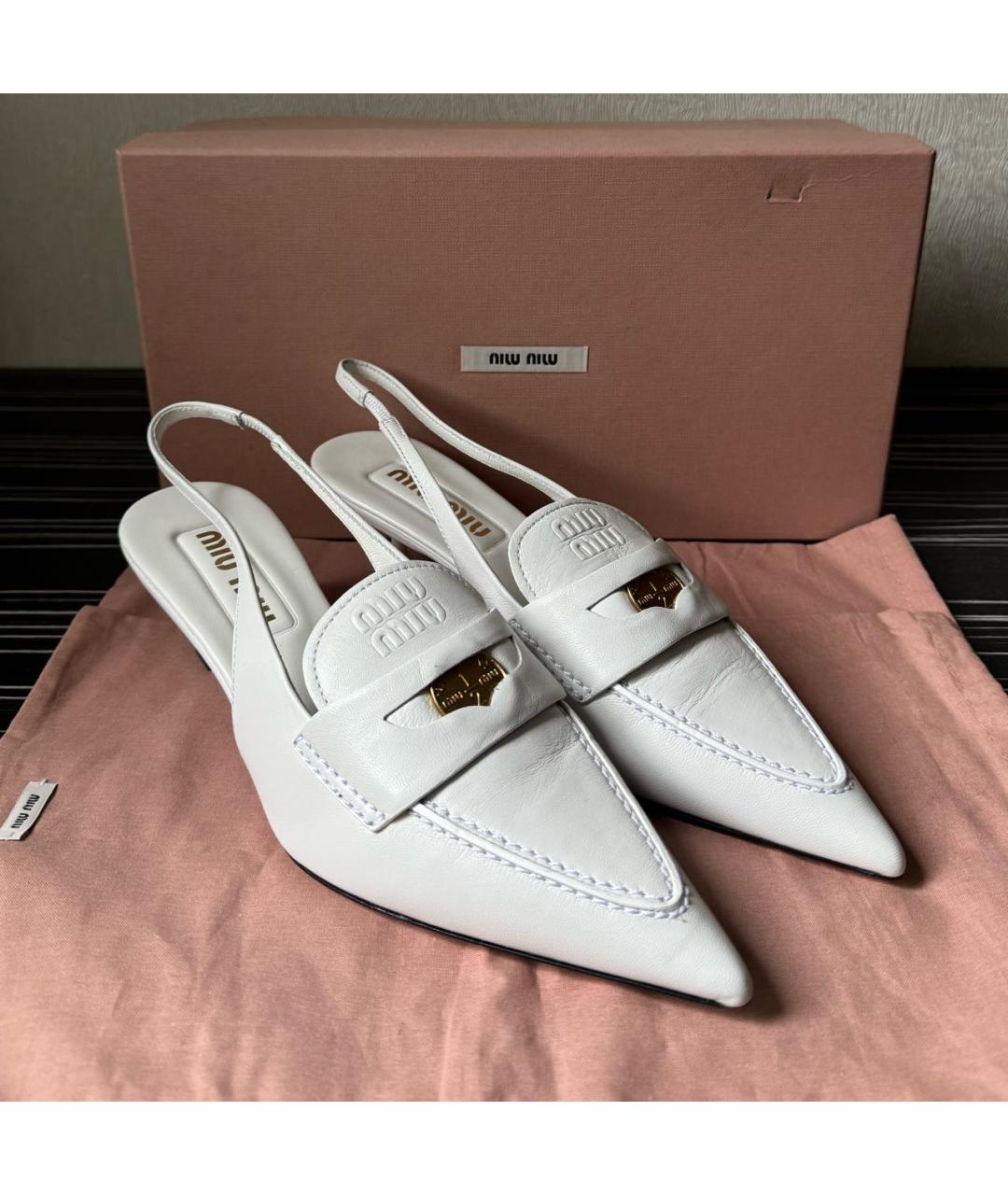 MIU MIU Белые кожаные туфли, фото 6