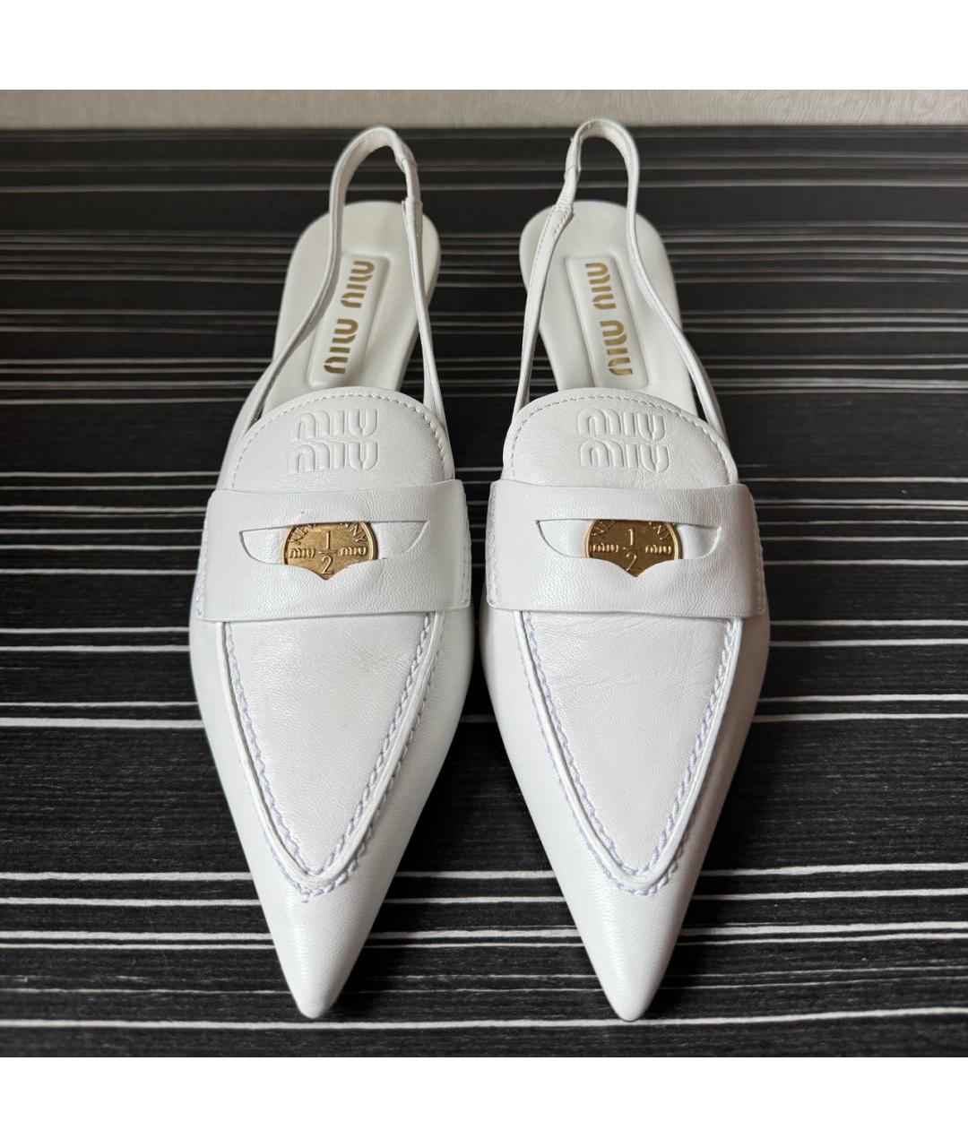 MIU MIU Белые кожаные туфли, фото 3