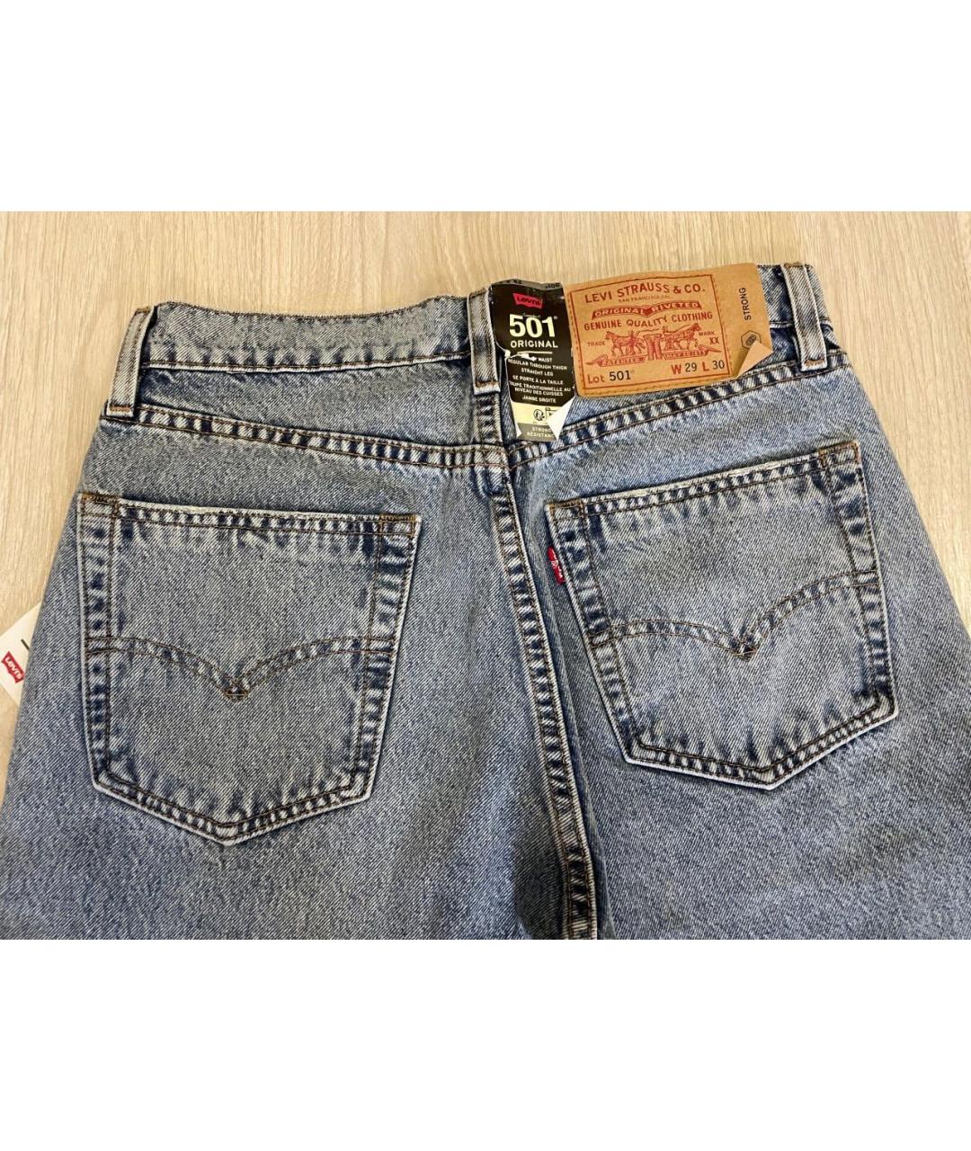 LEVI'S Голубые хлопковые прямые джинсы, фото 3