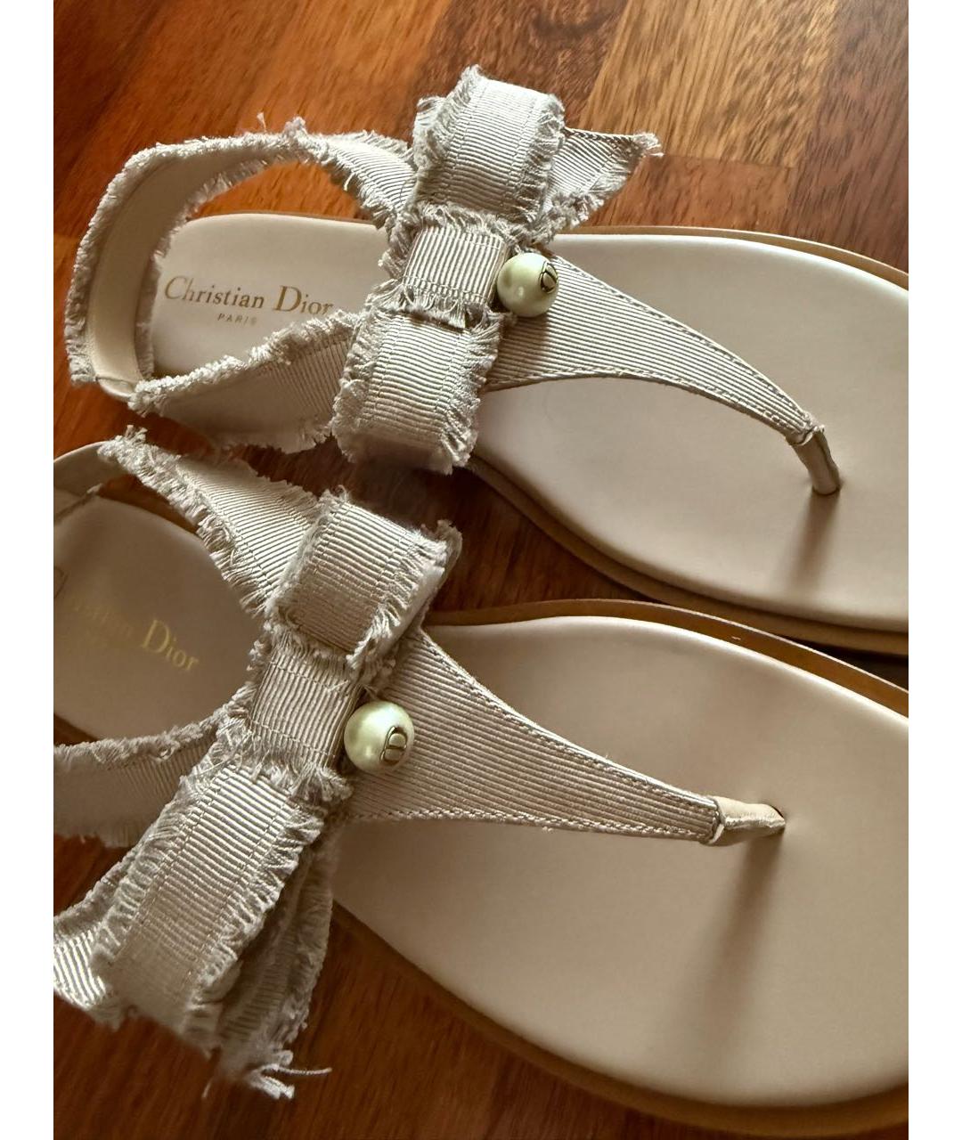 CHRISTIAN DIOR Бежевые кожаные босоножки, фото 3