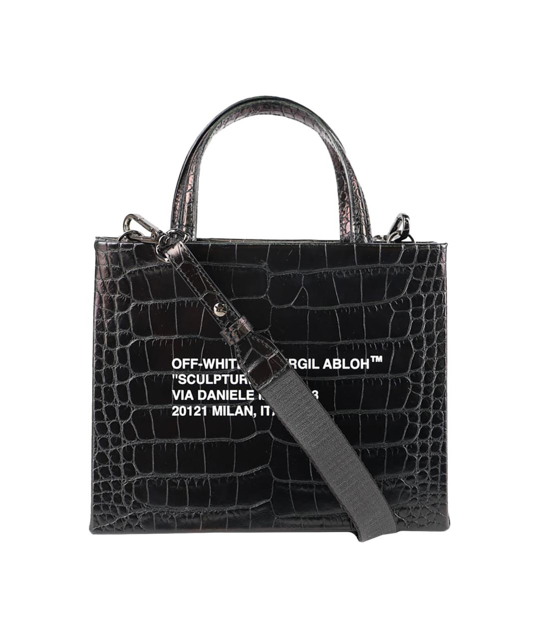 OFF-WHITE Черная кожаная сумка через плечо, фото 1
