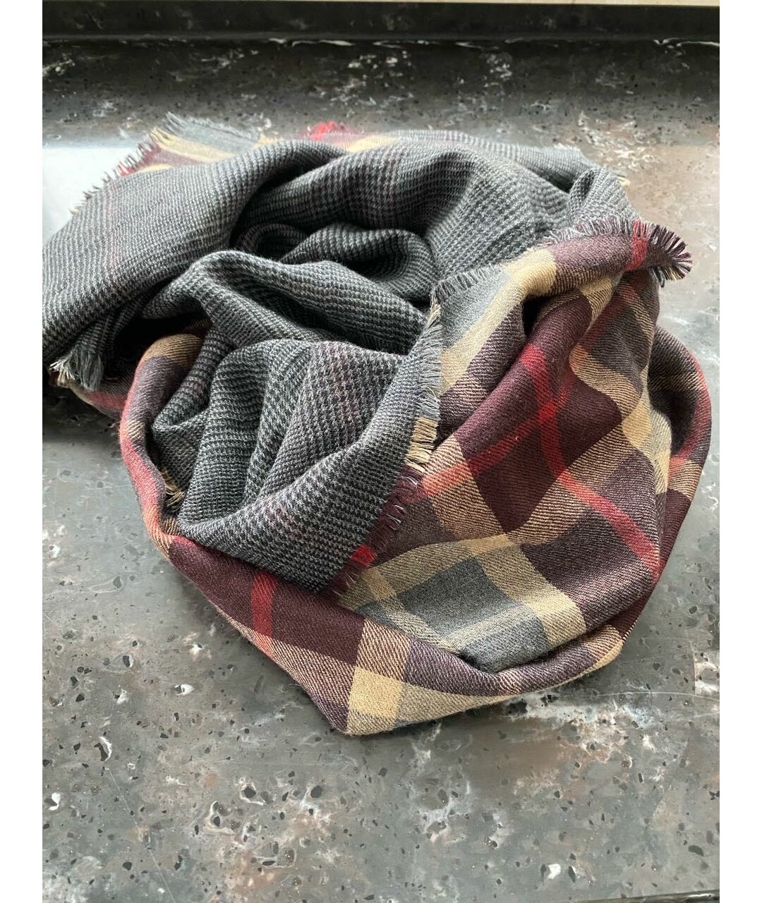 LORO PIANA Бордовый кашемировый шарф, фото 3