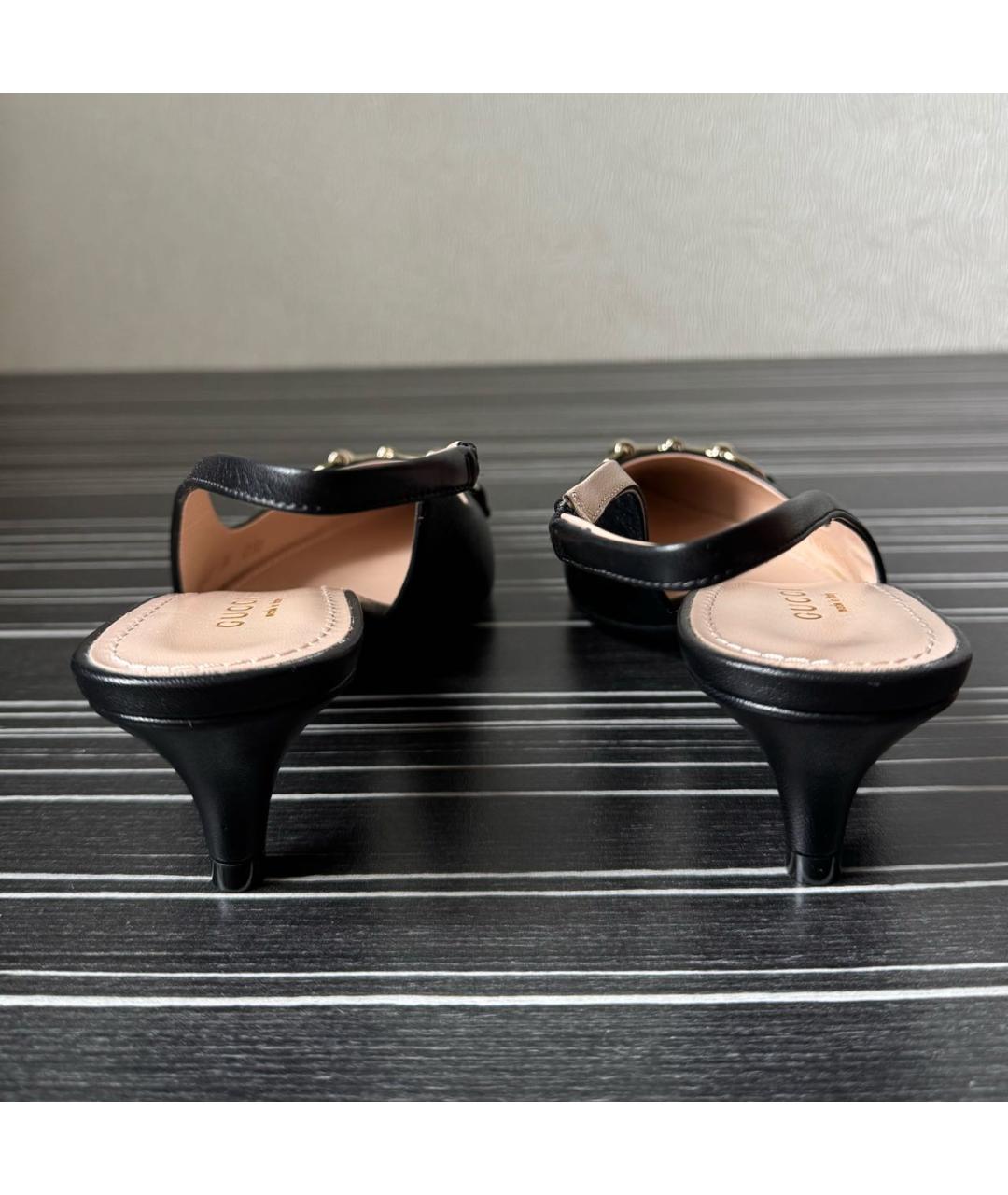 GUCCI Черные кожаные туфли, фото 5
