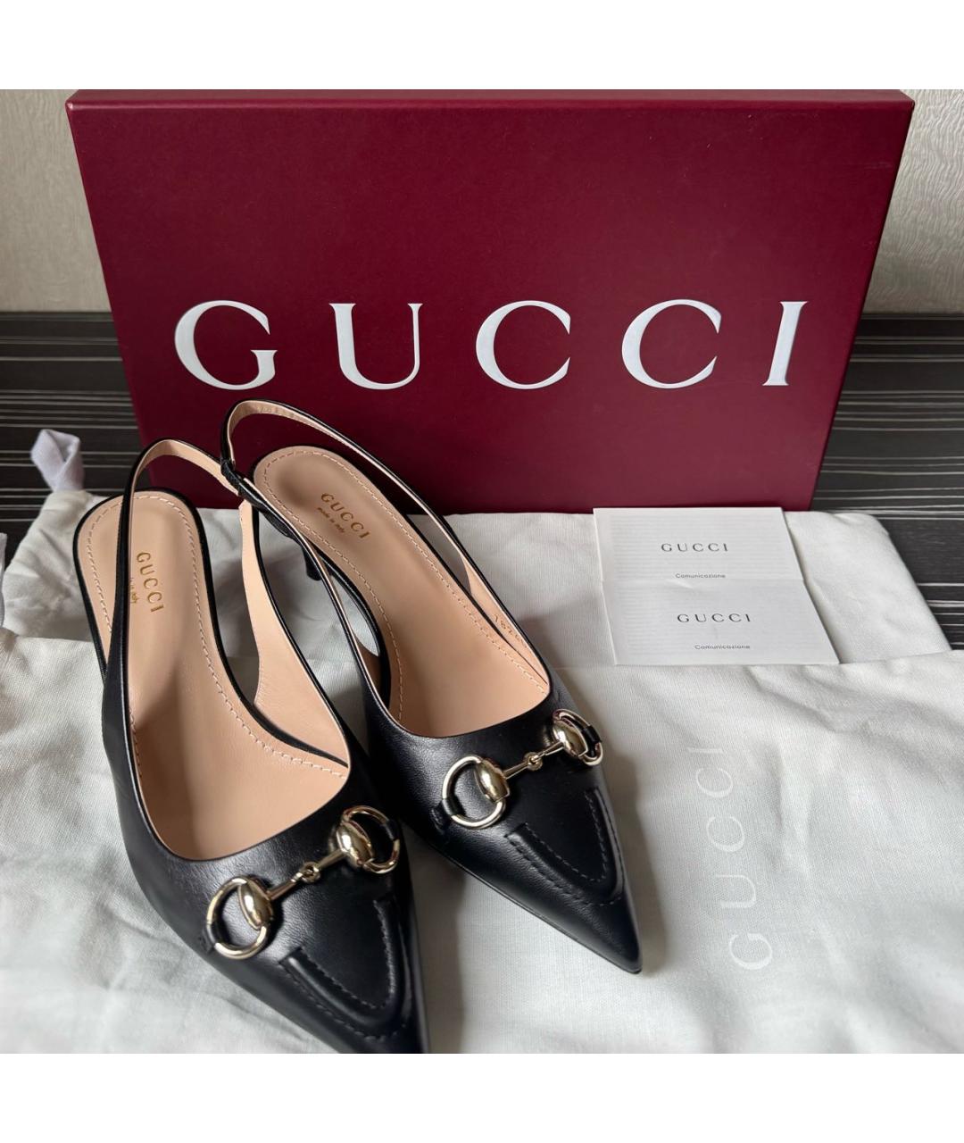 GUCCI Черные кожаные туфли, фото 6