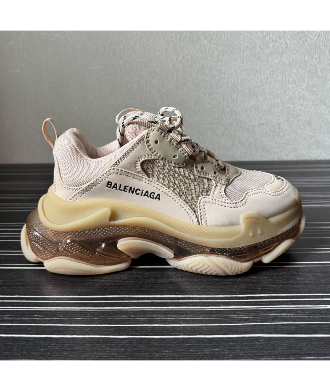 BALENCIAGA Бежевые кожаные кроссовки, фото 8