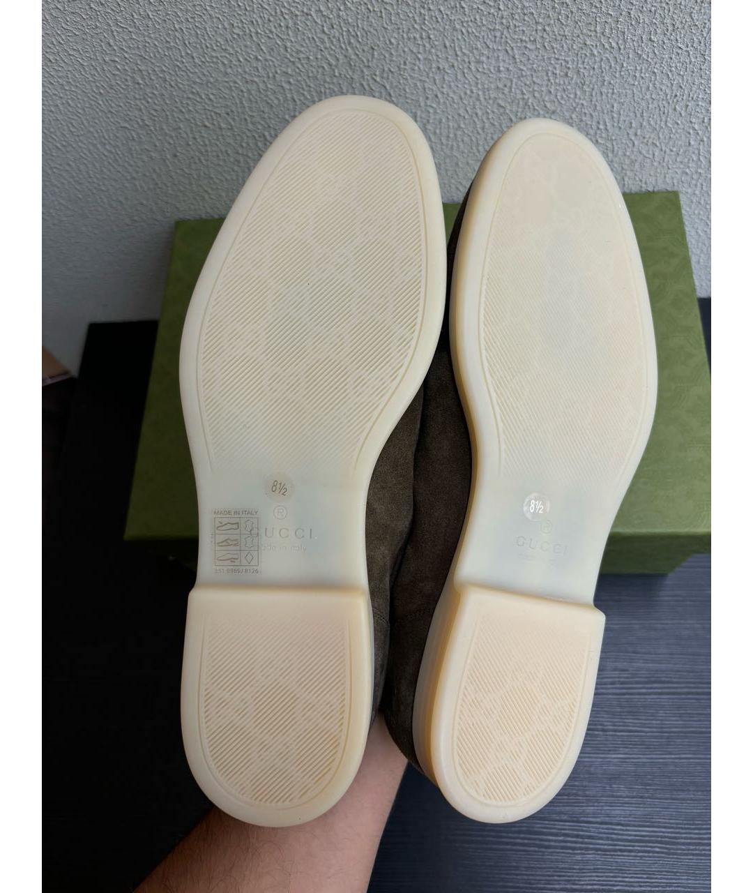 GUCCI Хаки кожаные лоферы, фото 5