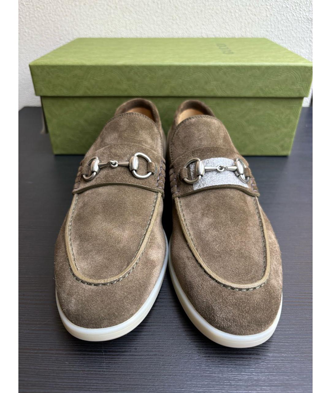 GUCCI Хаки кожаные лоферы, фото 2