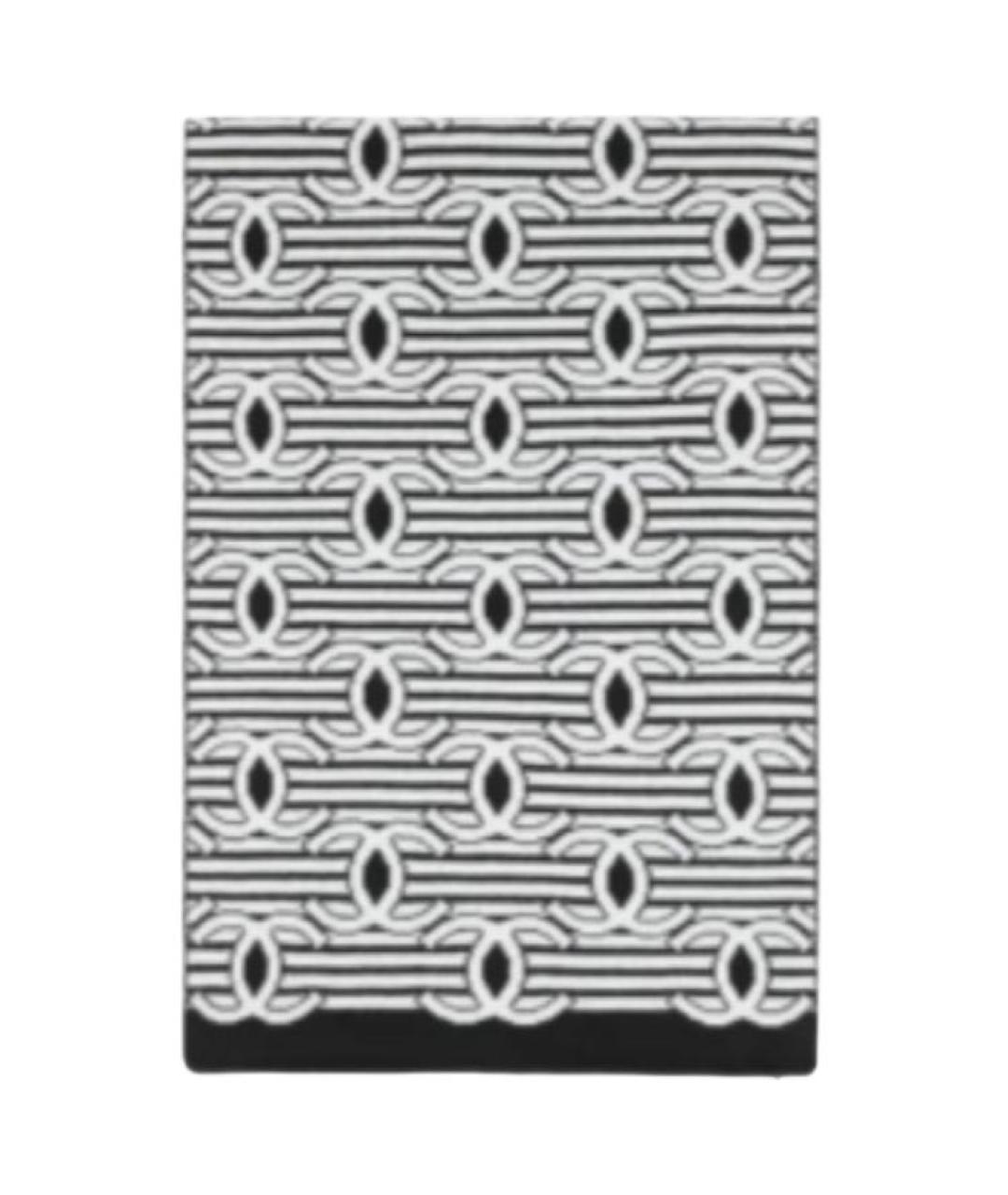 CHANEL Черный шерстяной шарф, фото 2