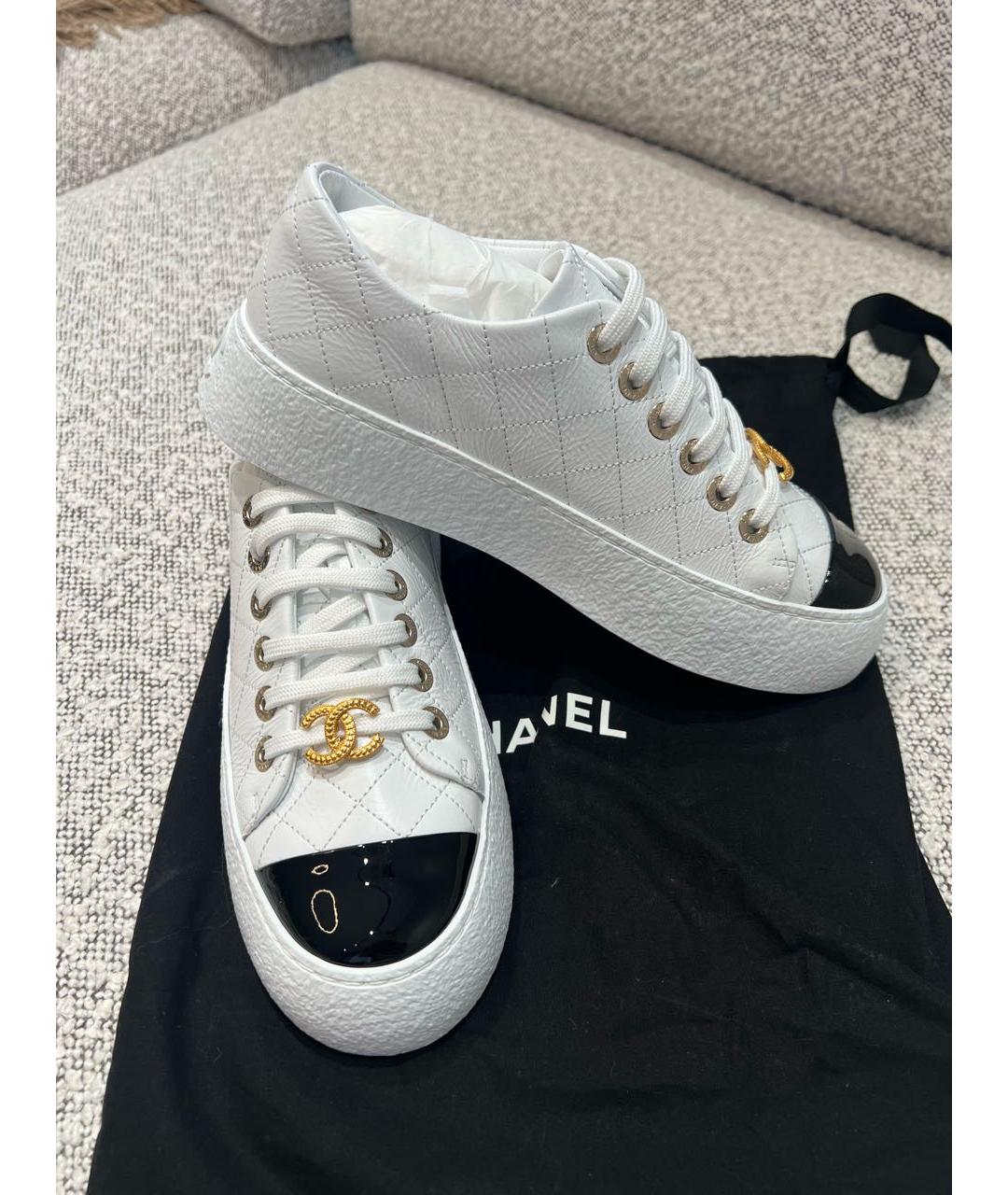 CHANEL Белые кожаные кеды, фото 5