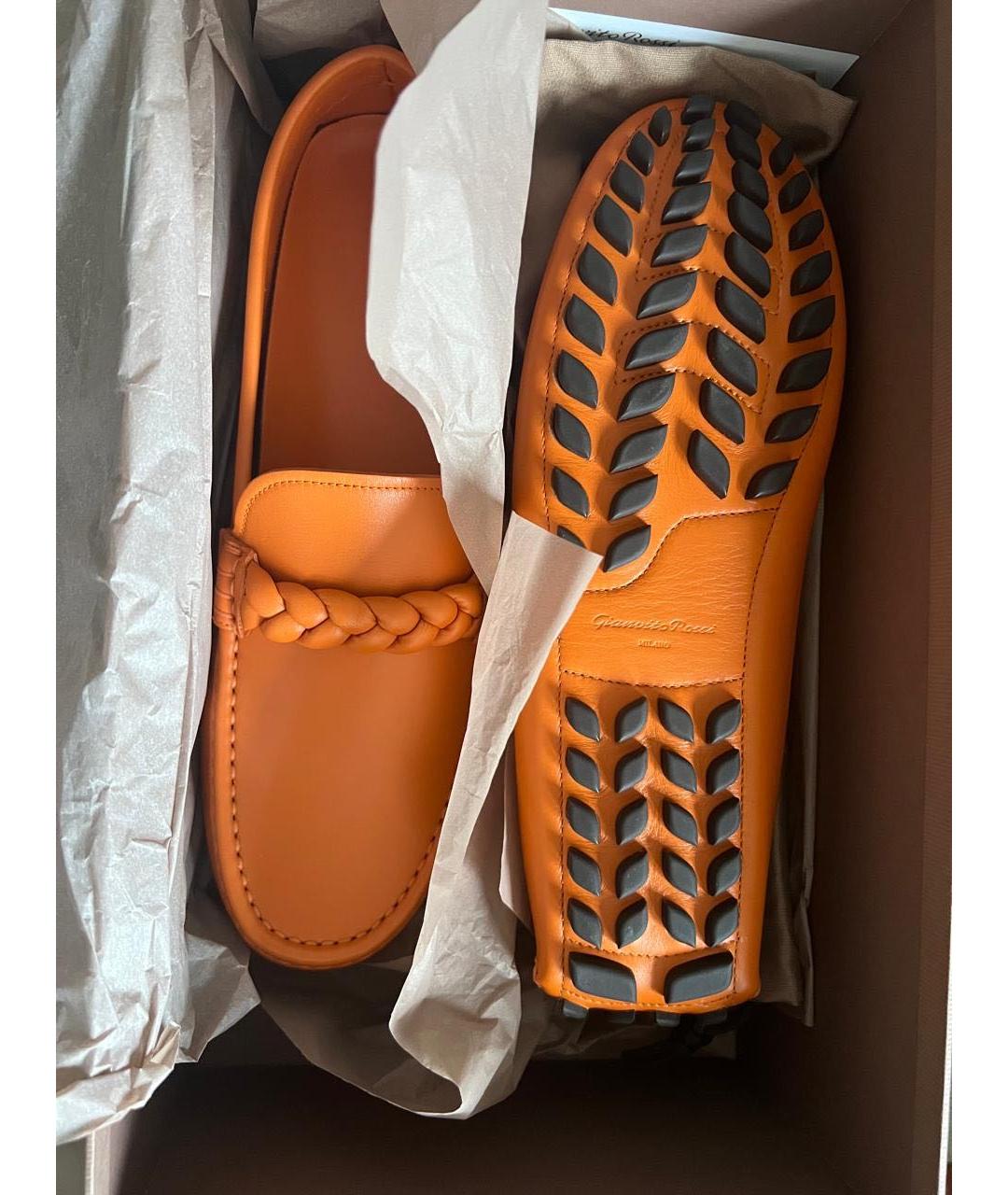 GIANVITO ROSSI Оранжевое кожаные мокасины, фото 4