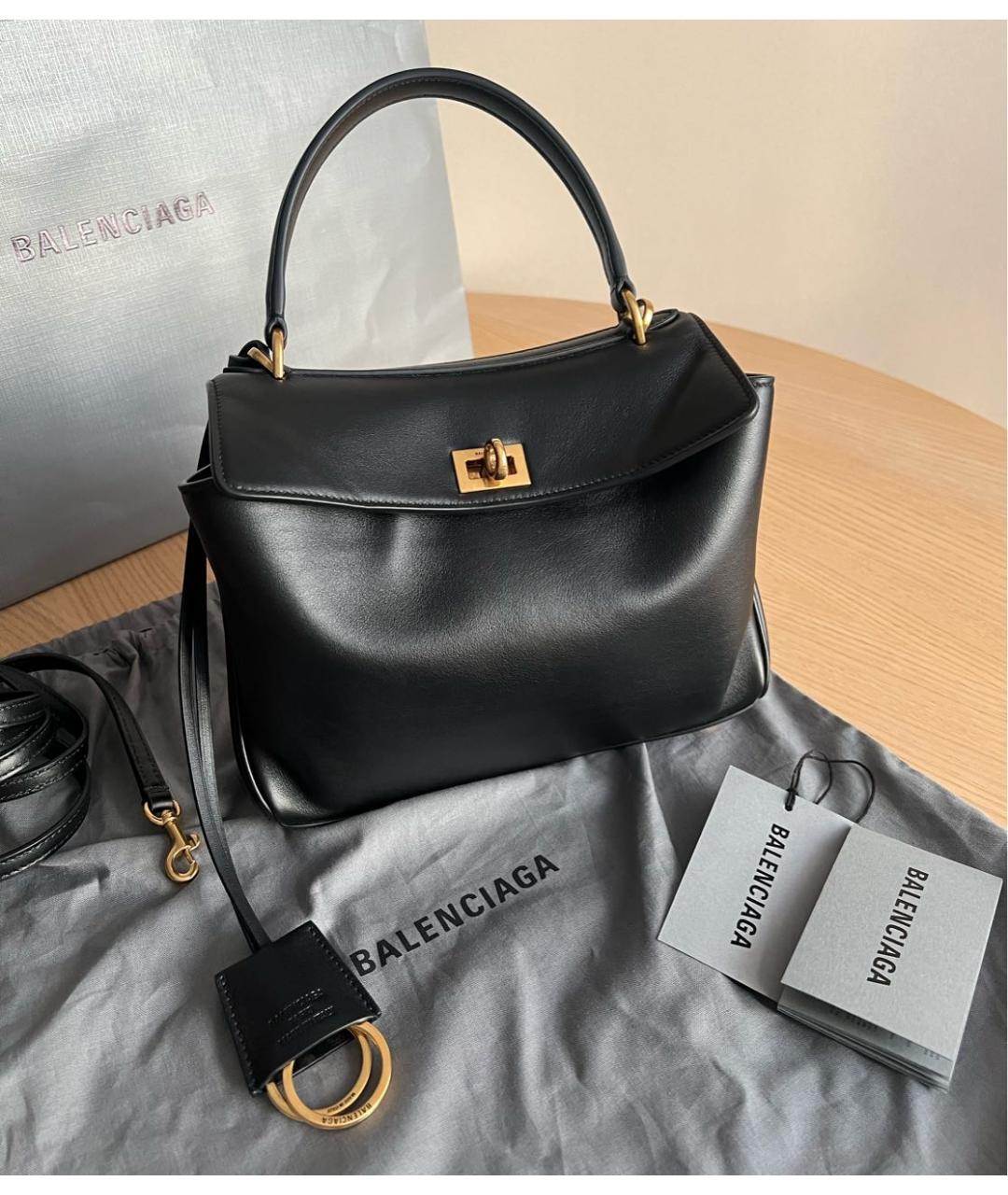 BALENCIAGA Черная кожаная сумка через плечо, фото 4